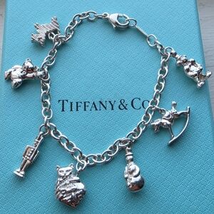 Tiffany & Co. Christmas Toy Multi Charm Bracelet Snowman Toy Solider Horse